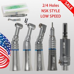 NSK Style Dental Low Speed Handpiece Straight Contra Angle Air Motor 1:1 Attach
