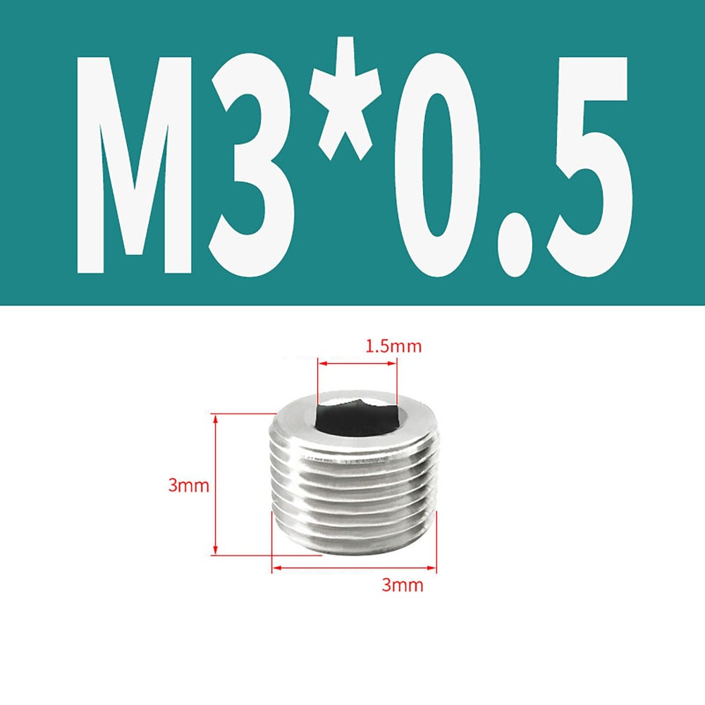 Metric Stainless Steel Internal Hex Male Blanking Plug M3 M4 M5 M6 M8 M10 To M33