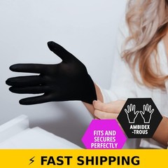 MedPride Nitrile Gloves Powder-Free, Large, Black, 100-Pack