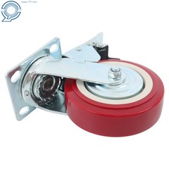 4Pcs 6″ × 2″ Heavy Duty Swivel Caster Wheel With Belt Brake Casters Polyurethane