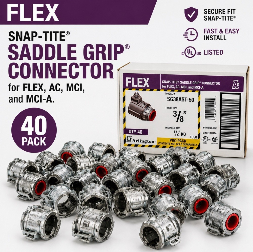 Arlington SG38AST Snap-Tite 3/8” Saddle Grip Connectors Lot of 40