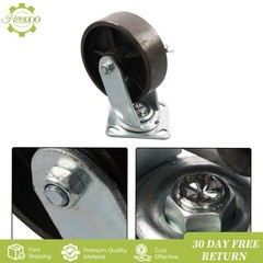 4PCS 6″ Industrial Casters- Heavy Duty Casters, Cast Iron Wheel with Brake