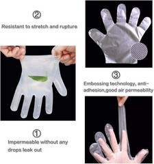 100pcs Latex-Free Clear Polyethylene Disposable Gloves for Food Prep & Cleaning