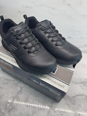 Skechers Work Slip Resistant Memory Foam Wide 9.5 USPS Approved Black