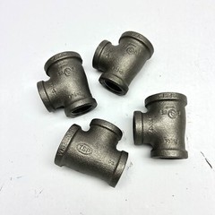 LOT OF 4 INDONESIA 1IN FPT X 3/4 X 3/4 BLACK MALLEABLE IRON REDUCING TEE