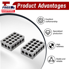 1 X 2 X 3 Inch Blocks Matched Pair Hardened Steel 23 Holes Accuracy 1 2 3 Block
