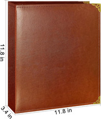 Large 2 Inch D-Ring 3 Ring Binder, Faux Leather, Coffee | Faux leather inside an