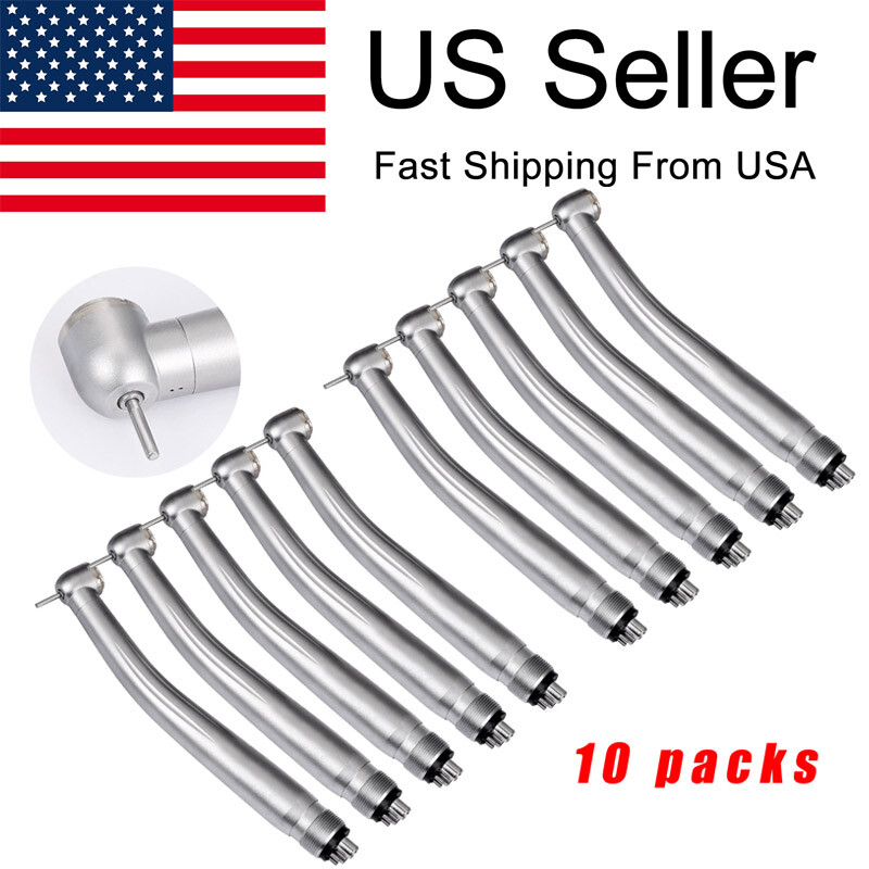 10*Dental High Speed Handpiece Standard Push Button Single Way Spary 4 Hole US