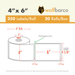 Blue 4″x6″ Direct Thermal Shipping Labels 250/Roll For Zebra Eltron LP2844 ZP450