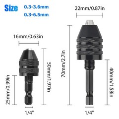 4Pcs 1/4″Hex Shank Keyless Drill Chuck Adapter Bit Change Converter Driver Black