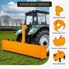 For Category 1 Tractors 3 Point Box Grading Blade Scraper Blade Steel 55″,Yellow
