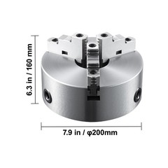 Uimoso 8” 3-Jaw Self-Centering Lathe Chuck for Grinding and Drilling