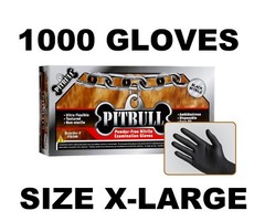 PITBULL Black Nitrile Gloves, 6 mil, Powder Free, Case of 1000 Size XL X-LARGE