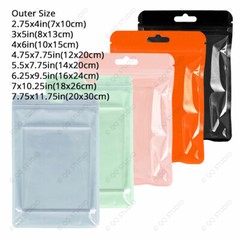 Clear Back Color Front Multi-Size Glossy Mylar Flat Reusable Zip Lock Bag