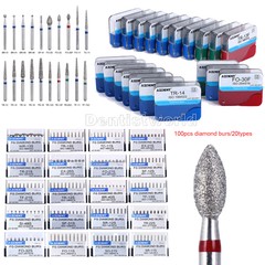 20Box Dental High Speed Handpiece FG Diamond Burs Drills Turbine Football Fine