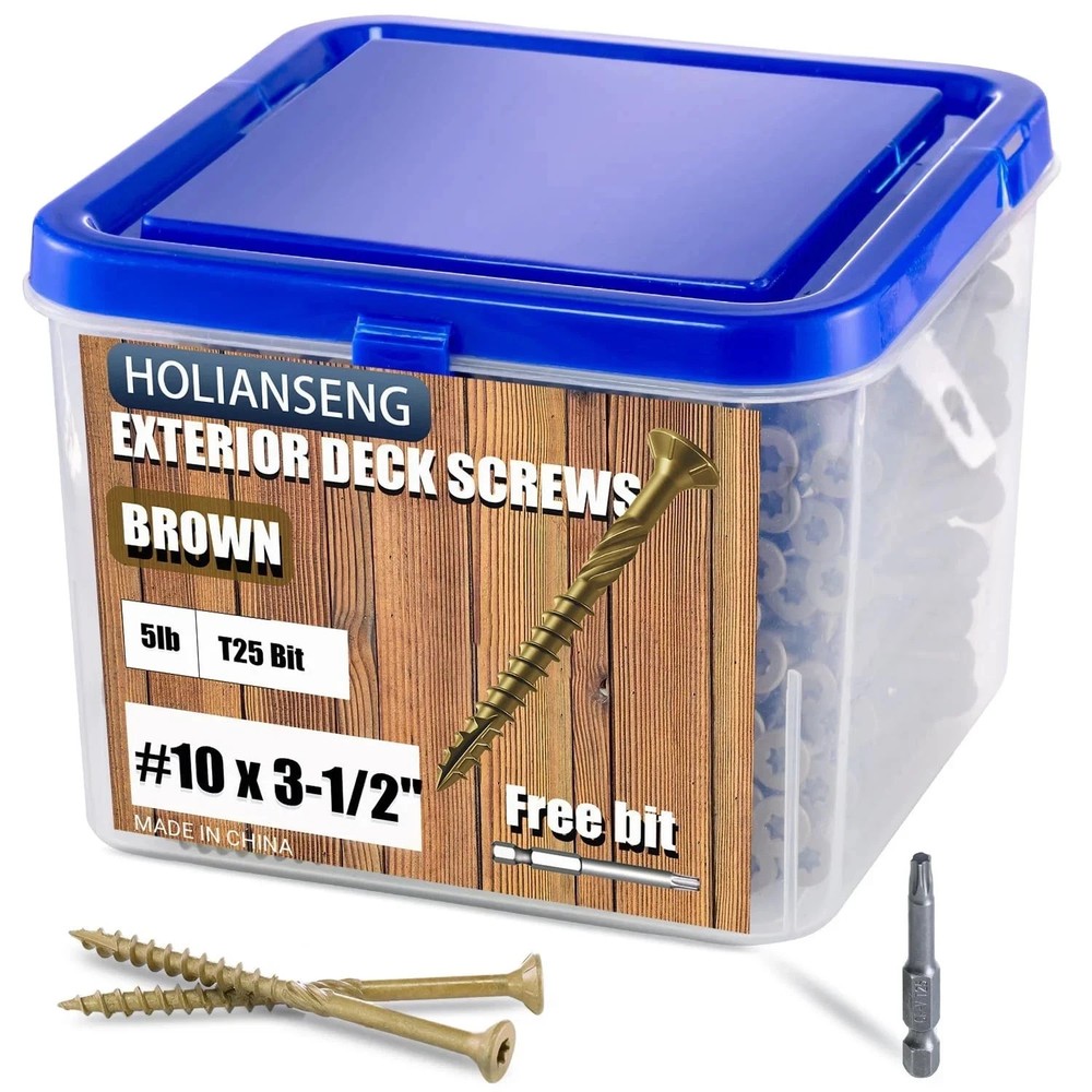 Deck Screws 3-1/2 Inch, #10 x 3-1/2, 5lb, 285Pcs Rust Resistant, Brown Epoxy Coa