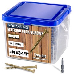 Deck Screws 3-1/2 Inch, #10 x 3-1/2, 5lb, 285Pcs Rust Resistant, Brown Epoxy Coa