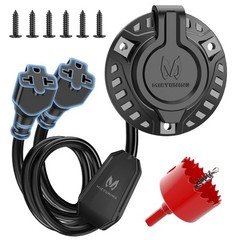 20″ 20A 125V AC Port Plug with 5-in-1 T-Blade Adapter RV Shore Power Inlet Plug