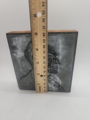 Vintage large letterpress printing block man’s profile portrait