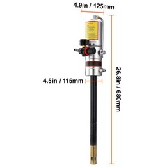 VEVOR Grease Pump Air Operated Grease Pump 0.6-0.8Mpa 13 ft Hose & Grease Gun
