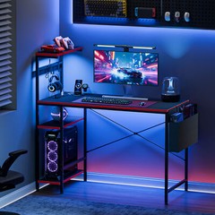 Durable Black Metal Frame Gaming Desk with Power and USB Ports for Small Space