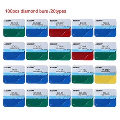 200pcs AZDENT Dental Diamond Burs Medium FG 1.6MM F High Speed Handpiece 20Types