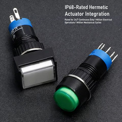 10mm 1NO1NC illuminated Latching Square Plastic Push button Switch (LAS3F-11Z)CE