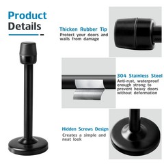 Door Stop, 2 Pack Extra Long Stopper, Stainless Steel, 6 6inch X 2pack, Black