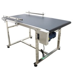 Electric PVC Belt Conveyor Transport Machine w/ Double Guardrails 110V 59×31.5in