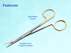 Scissors Surgical 5.5 Straight Gold Plated Handle Tungsten Carbide ARTMAN