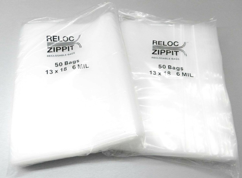 6 MIL 13×18 Zippit Bags 100 Reloc Heavy Duty Clear Jumbo 13″ x 18″ Zip Seal Lock