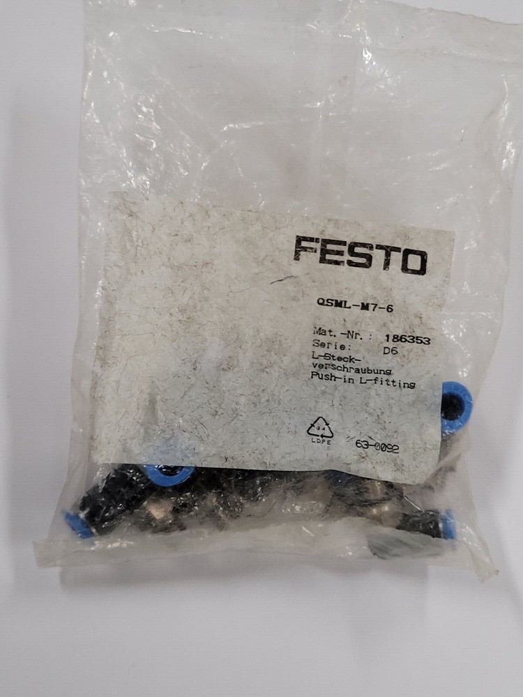 1Bag/10PCS New Festo QSML-M7-6 186353 QSMLM76 Connector Free Shipping