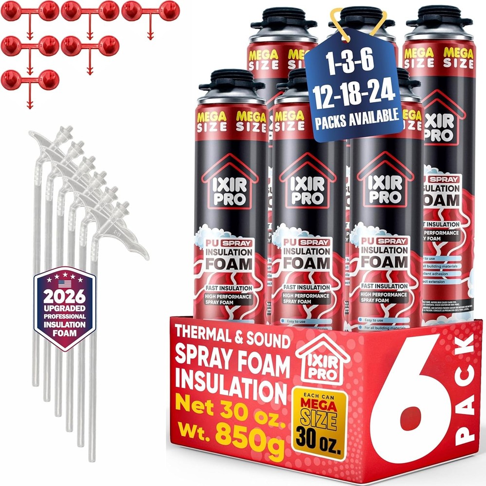 Mega Size Spray Foam Insulation Can (6 x30 oz. / 850 g) Expanding Sealant