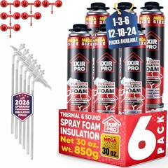 Mega Size Spray Foam Insulation Can (6 x30 oz. / 850 g) Expanding Sealant