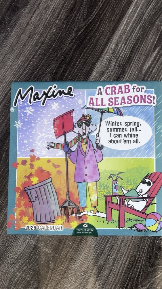 2026 Maxine Wall Calendar A Crab For All Seasons Comic 12”x12” Bright Colors