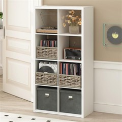 Pemberly Row 8-Cube Vinyl Record Media Storage Organizer in White