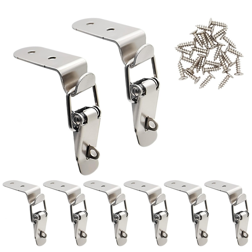 8 Pcs Stainless Steel 90 Degree Spring Toggle Lock with Clasp Buckle Latch