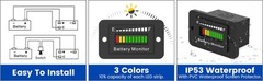 Car Battery Indicator 12V 24V 48V 60V 72V LED Meter Gauge Monitor for Golf Cart