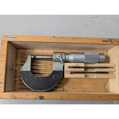 Vintage Poland 0-1″ Outside Micrometer .0001″ Precision Tool with Wood Case