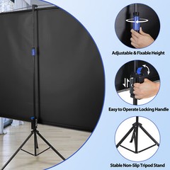 84″ Projector Screen with Tripod Stand Portable Movie 16:9 HD Projection Screen