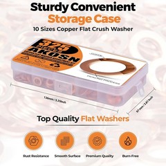 325-Piece Copper Sealing Crush Washers Set – 10 Sizes for Versatile Use