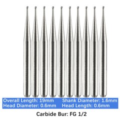 Vakker Dental Tungsten Carbide Burs for High Speed Handpiece FG 19mm