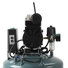 Ultra Quiet 50dB Oil-Free Air Compressor for Dental Use 24L Tank 120V Dual Gauge