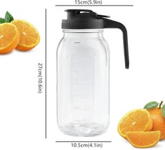 Mason Jar Pitcher, 2 Quart Glass Iced Tea Pitcher with Handle and Lid, Glass
