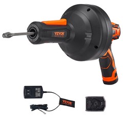 VEVOR 12V Electric Drain Auger 25FT Plumbing Snake Auto Feed for 3/4″-2″ Pipes