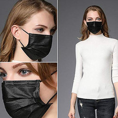 100PCS 3 Ply Black Disposable Face Mask Filter Protection Face Masks, Non-woven