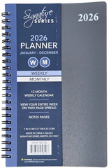 Signature 2026 Weekly & Monthly Planner Calendar, Jan-Dec, 5″x 8″ in – Grey