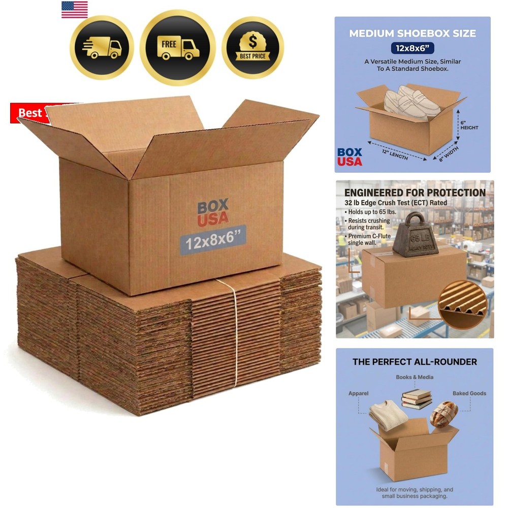 Small Shipping Boxes 12″L x 8″W x 6″H 25-Pack – Corrugated Cardboard Box for …