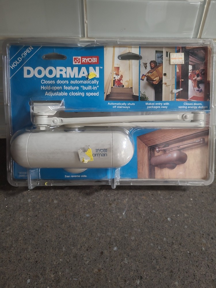 Ryobi Doorman Door Closer Model DM85D w/ Auto Hold Residential Off-White New