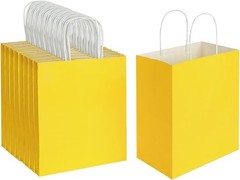100 Pack 8×4.75×10 Inch Medium Yellow Kraft Paper Bags with Handles Bulk for …